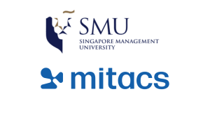 Logos of Singapore Management University (SMU) at the top and Mitacs at the bottom, displayed on a white background.