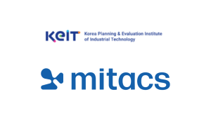 Logos of Korea Planning & Evaluation Institute of Industrial Technology (KEIT) at the top and Mitacs at the bottom, both on a white background.