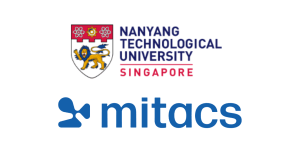 Logos of Nanyang Technological University, Singapore (with a crest featuring a lion) and Mitacs, a Canadian research organization, displayed on a white background.